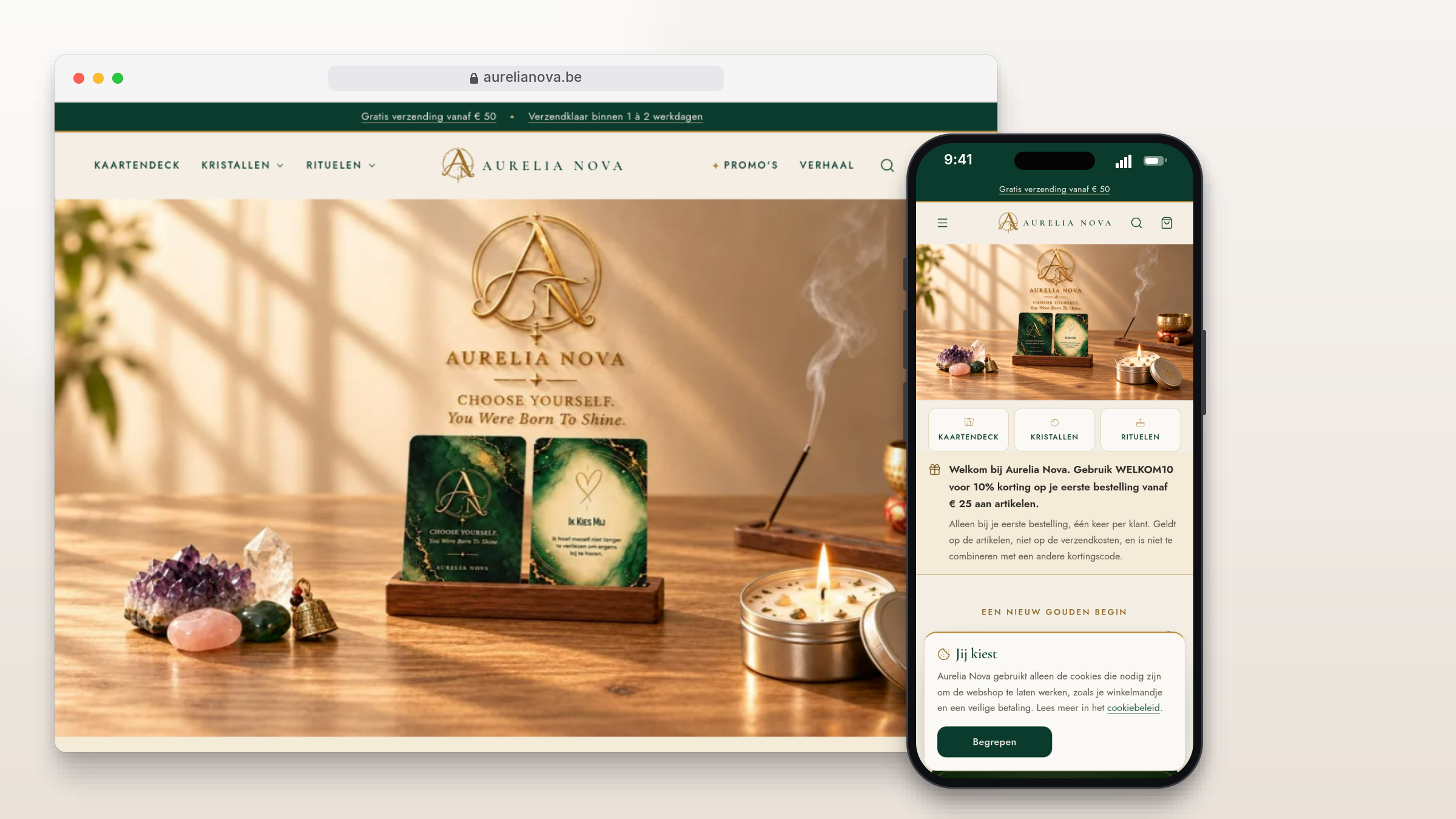 Homepage van Aurelia Nova, zoals de site nu online staat
